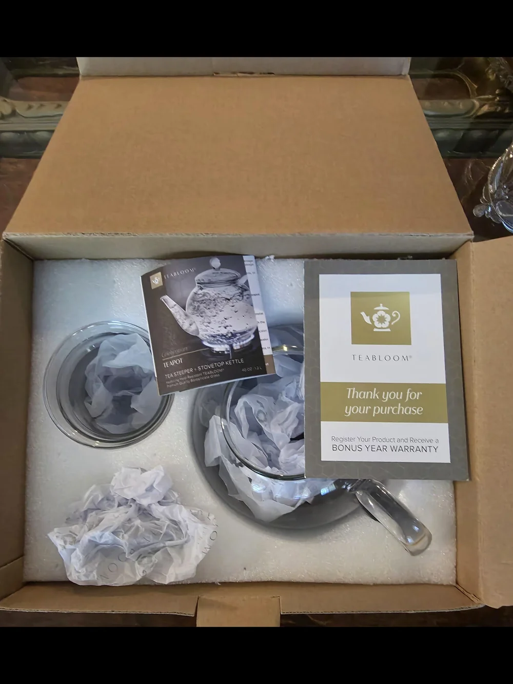 Teabloom Celebration Teapot, Blooming Flower Tea pods & Elegant Sugar Bowl Set